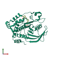 PDB entry 1xbo coloured by chain, front view.