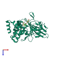 PDB entry 1xbo coloured by chain, top view.
