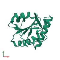 PDB entry 1xbs coloured by chain, front view.
