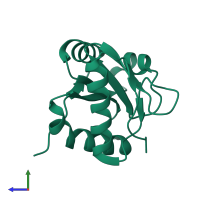 PDB entry 1xbs coloured by chain, side view.