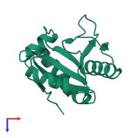 PDB entry 1xbs coloured by chain, top view.