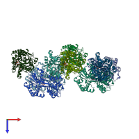 PDB entry 1xc1 coloured by chain, top view.