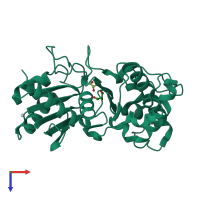 PDB entry 1xc3 coloured by chain, top view.