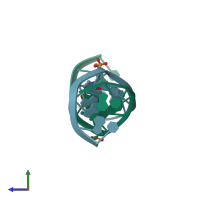 PDB entry 1xci coloured by chain, side view.