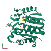 PDB entry 1xcj coloured by chain, front view.