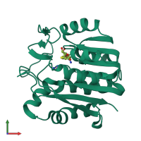 PDB entry 1xcl coloured by chain, front view.