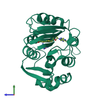 PDB entry 1xcl coloured by chain, side view.