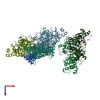 PDB entry 1xco coloured by chain, top view.