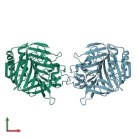 PDB entry 1xcr coloured by chain, front view.