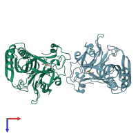 PDB entry 1xcr coloured by chain, top view.