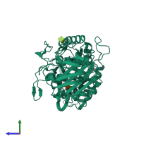 PDB entry 1xcw coloured by chain, side view.
