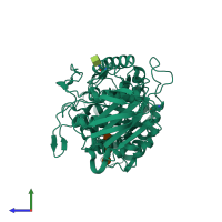 PDB entry 1xcx coloured by chain, side view.