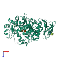 PDB entry 1xcx coloured by chain, top view.