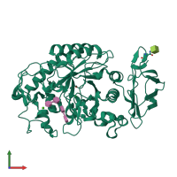 PDB entry 1xd0 coloured by chain, front view.