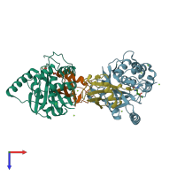 PDB entry 1xd3 coloured by chain, top view.