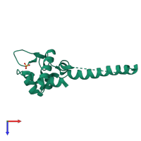 PDB entry 1xd7 coloured by chain, top view.