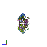 PDB entry 1xda coloured by chain, side view.