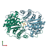 PDB entry 1xdb coloured by chain, front view.