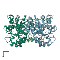 PDB entry 1xdb coloured by chain, top view.