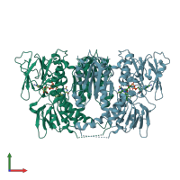 PDB entry 1xdi coloured by chain, front view.