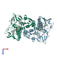 PDB entry 1xdi coloured by chain, top view.