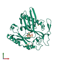 PDB entry 1xdn coloured by chain, front view.
