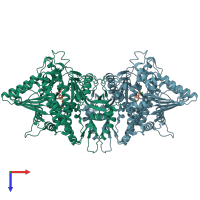 PDB entry 1xdp coloured by chain, top view.