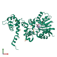 PDB entry 1xdu coloured by chain, front view.