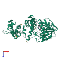 PDB entry 1xdu coloured by chain, top view.