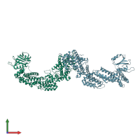 PDB entry 1xdv coloured by chain, front view.