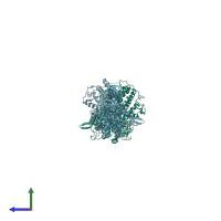 PDB entry 1xdv coloured by chain, side view.