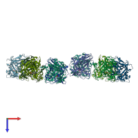 PDB entry 1xdy coloured by chain, top view.