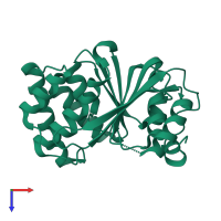 PDB entry 1xdz coloured by chain, top view.