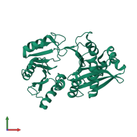 PDB entry 1xe4 coloured by chain, front view.