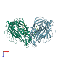 PDB entry 1xe6 coloured by chain, top view.