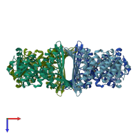 PDB entry 1xea coloured by chain, top view.