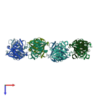 PDB entry 1xeb coloured by chain, top view.