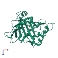 PDB entry 1xeg coloured by chain, top view.