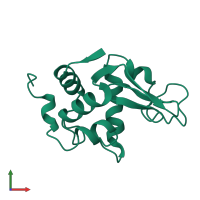 PDB entry 1xei coloured by chain, front view.