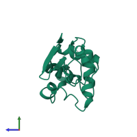 PDB entry 1xei coloured by chain, side view.