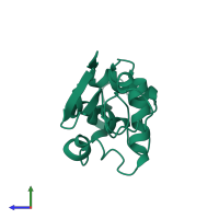 PDB entry 1xej coloured by chain, side view.