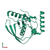 PDB entry 1xen coloured by chain, front view.