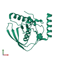 PDB entry 1xeo coloured by chain, front view.