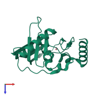 PDB entry 1xeo coloured by chain, top view.