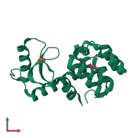 PDB entry 1xep coloured by chain, front view.