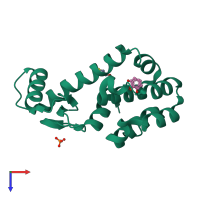 PDB entry 1xep coloured by chain, top view.