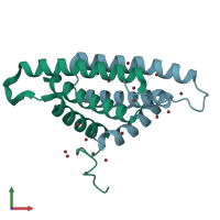 PDB entry 1xeq coloured by chain, front view.