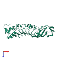PDB entry 1xeu coloured by chain, top view.