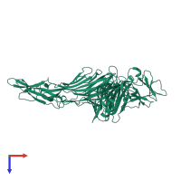 PDB entry 1xez coloured by chain, top view.