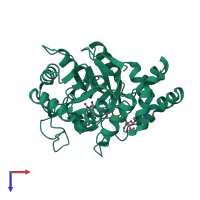 PDB entry 1xf0 coloured by chain, top view.
